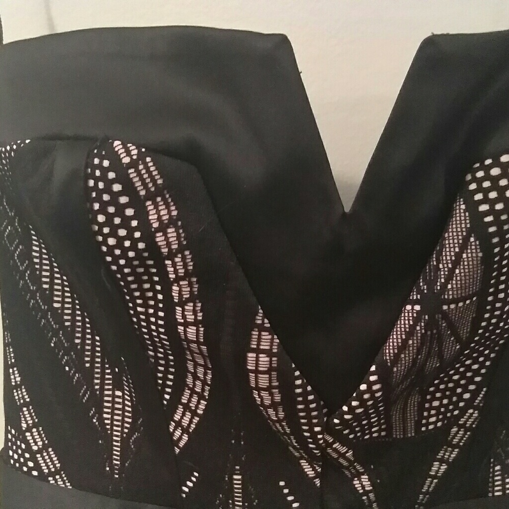 Strapless pink and black aline dress